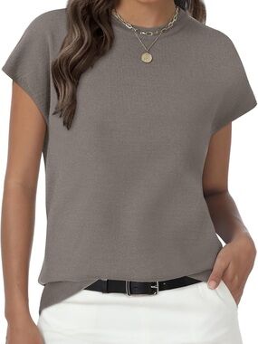 Women's Short Sleeve Knit Top in Taupe